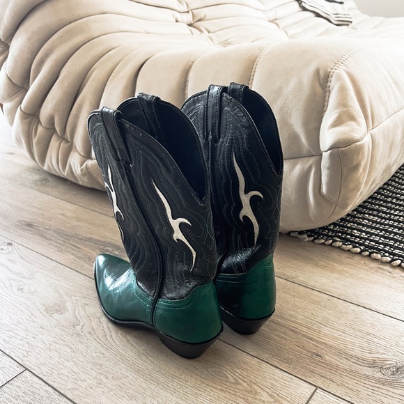 Super Rare Vintage Laredo Green And Black Cowboy Western Boots USA - Picture 7 of 8